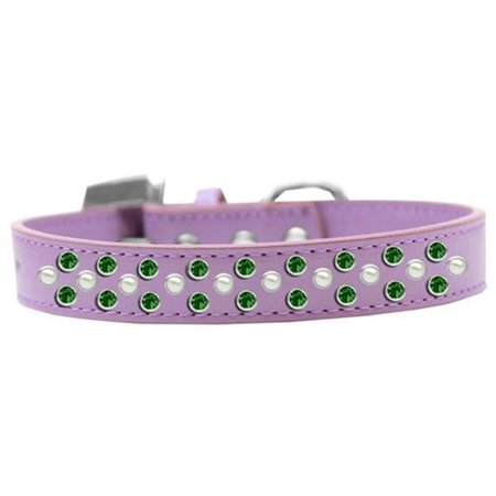 UNCONDITIONAL LOVE Sprinkles Pearl & Emerald Green Crystals Dog CollarLavender Size 12 UN786002
